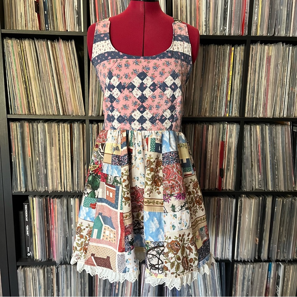 handmade hippie patchwork apron top summer tour festival quilt lace 💗☮️💗